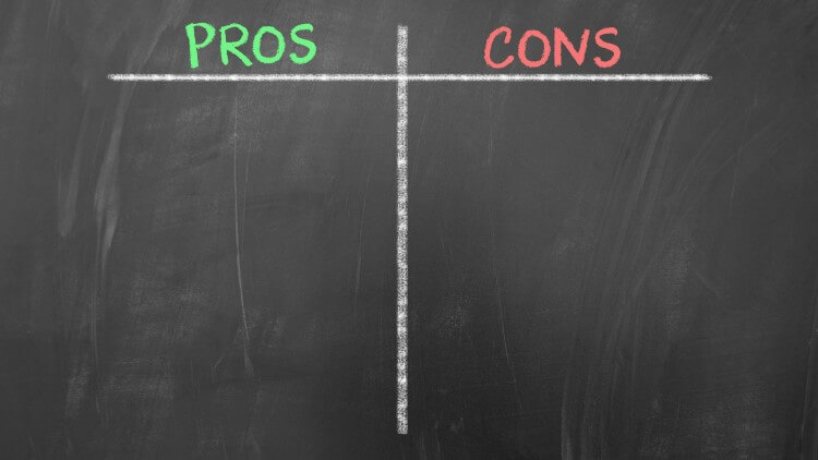 Blackboard with pros and cons column